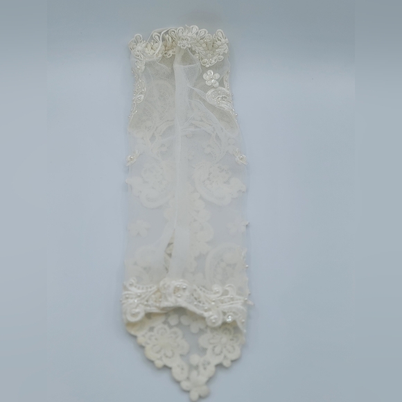 Embroidered Bridal Sleeve Pearls Sequins #695 - Picture 9 of 14